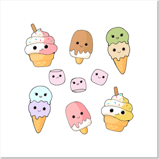 Kawaii Ice Cream Cones Posters and Art